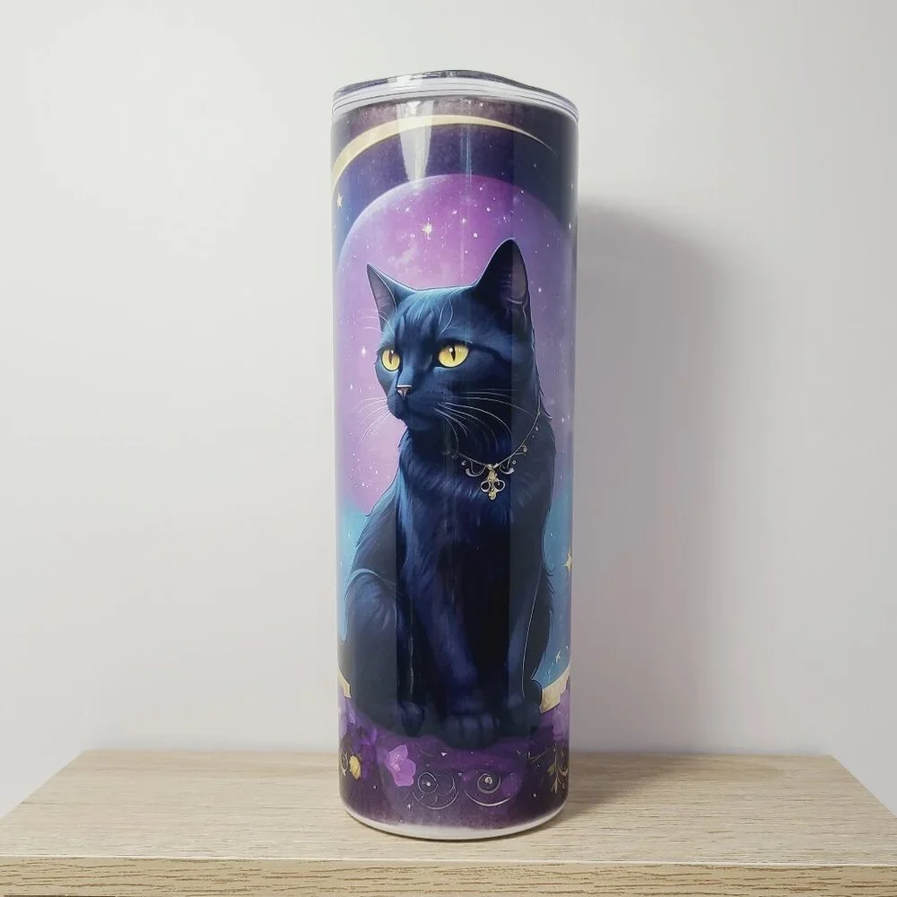 Mystical Black Cat 20 oz Tumbler | Scott Heil of the Crowing Hen of Clayton - Picture 3 of 6